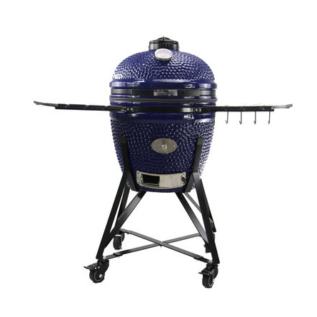 Keij Kamado Pro XL - 23 inch Blue Inclusief: divide and conquer, ash tray en beschermhoes. Met hdpe zijtafels en handvat en glasvezel gasket