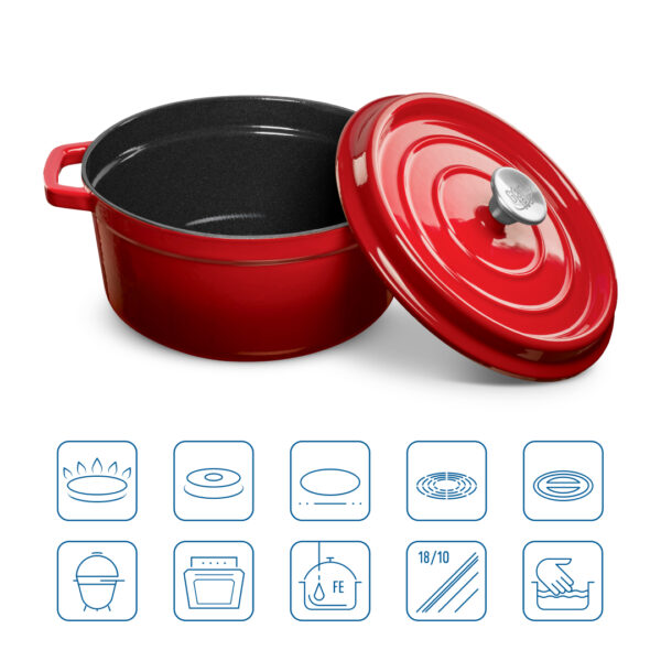 Grand Feu geëmailleerde gietijzeren braadpan 3,5 l Rood - Afbeelding 3